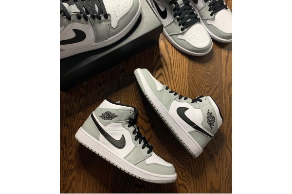 Discount Jordan 1 Mid Light Smoke Grey 554724-092 Shoes