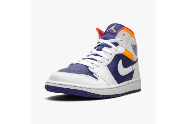 Latest Jordan 1 Mid Royal Blue Laser Orange 554724-131 Shoes