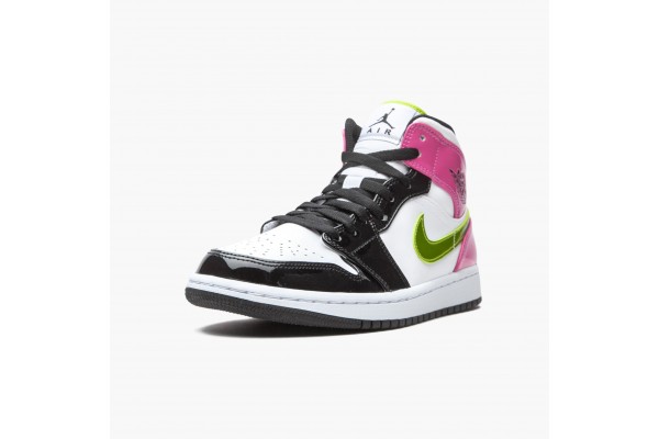 New Jordan 1 Mid White Black Cyber Pink CZ9834-100 Shoes