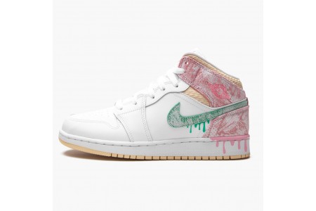 Discount Jordan 1 Mid SE GS Ice Cream DD1666-100 Shoes