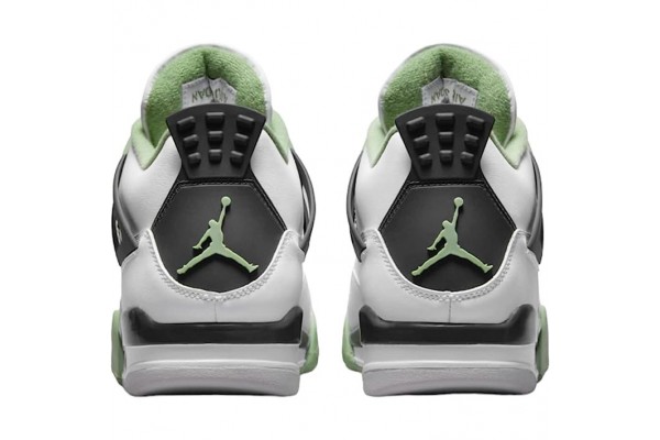 Latest Jordan 4 Retro White Oil Green Dark Ash AQ9129-103 Shoes