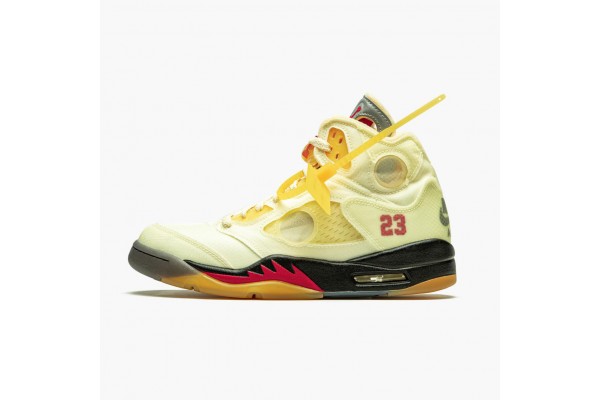 Discount Off-White x Jordan 5 Retro Sail DH8565-100 Shoes