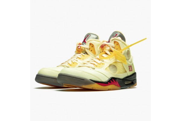 Discount Off-White x Jordan 5 Retro Sail DH8565-100 Shoes