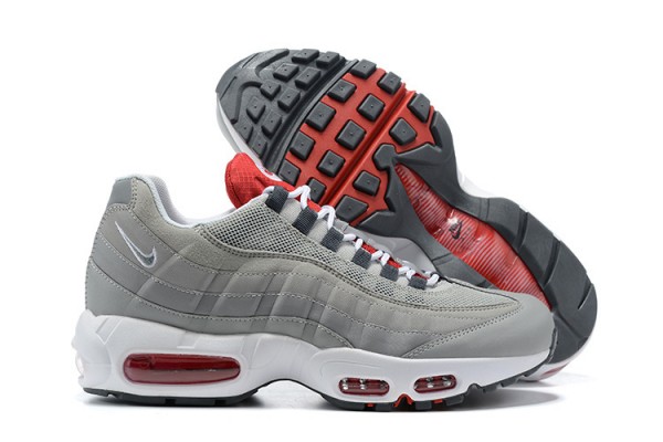 Cheap Mens Air Max 95 TT Grey White and Red Sneakers 