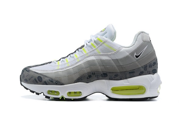 Cheap Mens Air Max 95 TT White and Grey Sneakers