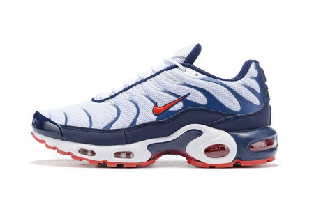 Cheap Mens Air Max Plus Tn QS White Blue and Red Sneakers