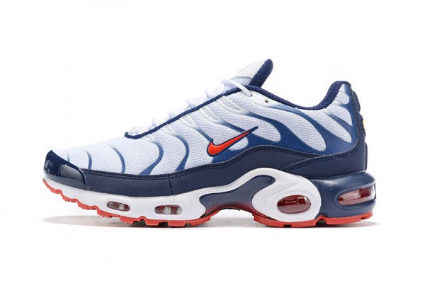 Cheap Mens Air Max Plus Tn QS White Blue and Red Sneakers