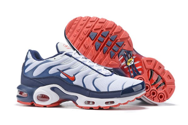 Cheap Mens Air Max Plus Tn QS White Blue and Red Sneakers