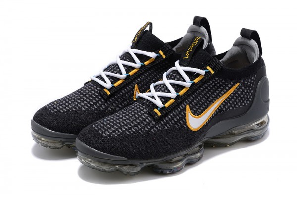 Cheap Womens/Mens Air VaporMax 2021 Flyknit Black Yellow Sneakers DH4086-001