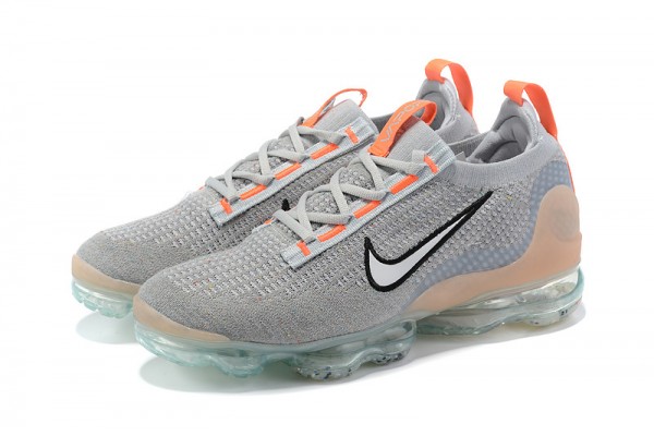 Cheap Womens/Mens Air VaporMax 2021 Flyknit Grey Orange Sneakers DH4084-002