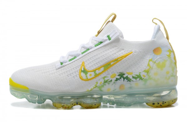 Cheap Womens/Mens Air VaporMax 2021 Flyknit White Yellow Sneakers