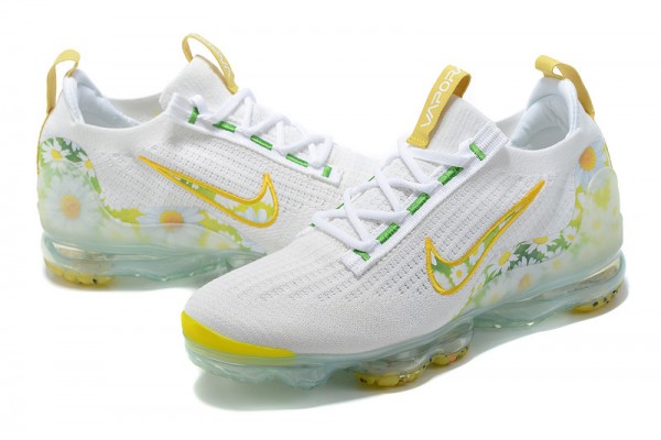 Cheap Womens/Mens Air VaporMax 2021 Flyknit White Yellow Sneakers