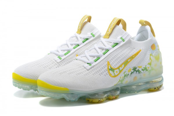 Cheap Womens/Mens Air VaporMax 2021 Flyknit White Yellow Sneakers