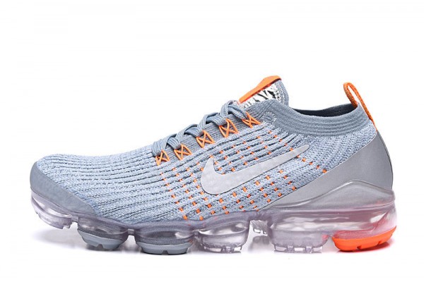 Cheap Womens/Mens Air VaporMax Flyknit 3 Grey Orange Sneakers AJ6900-003