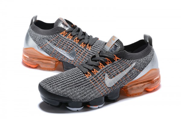 Cheap Womens/Mens Air VaporMax Flyknit 3 Grey Orange Sneakers AJ6900-024