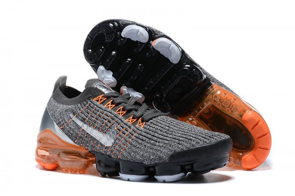 Cheap Womens/Mens Air VaporMax Flyknit 3 Grey Orange Sneakers AJ6900-024