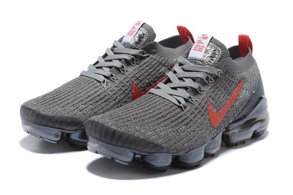 Cheap Womens/Mens Air VaporMax Flyknit 3 Grey Red Sneakers CT1270-001