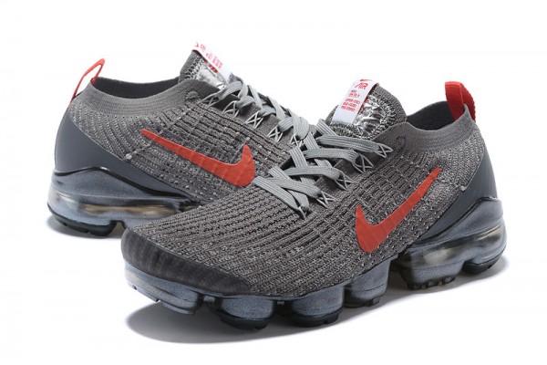 Cheap Womens/Mens Air VaporMax Flyknit 3 Grey Red Sneakers CT1270-001