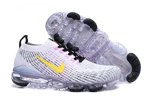 Cheap Womens/Mens Air VaporMax Flyknit 3 White Yellow Sneakers AJ6900-103