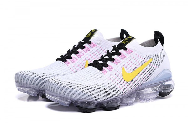 Cheap Womens/Mens Air VaporMax Flyknit 3 White Yellow Sneakers AJ6900-103