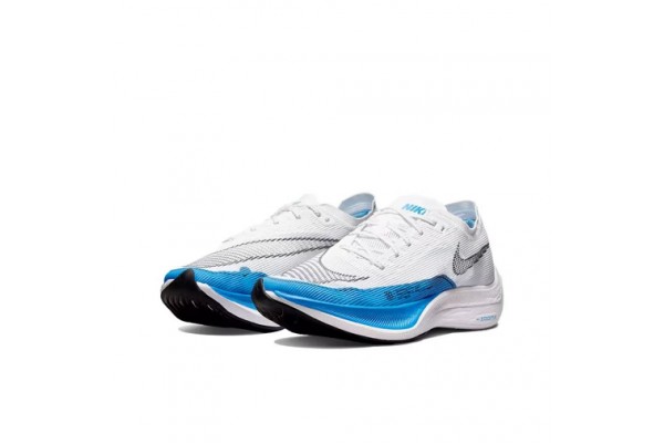 Cheap Womens/Mens ZoomX VaporFly NEXT White and Blue Sneakers 